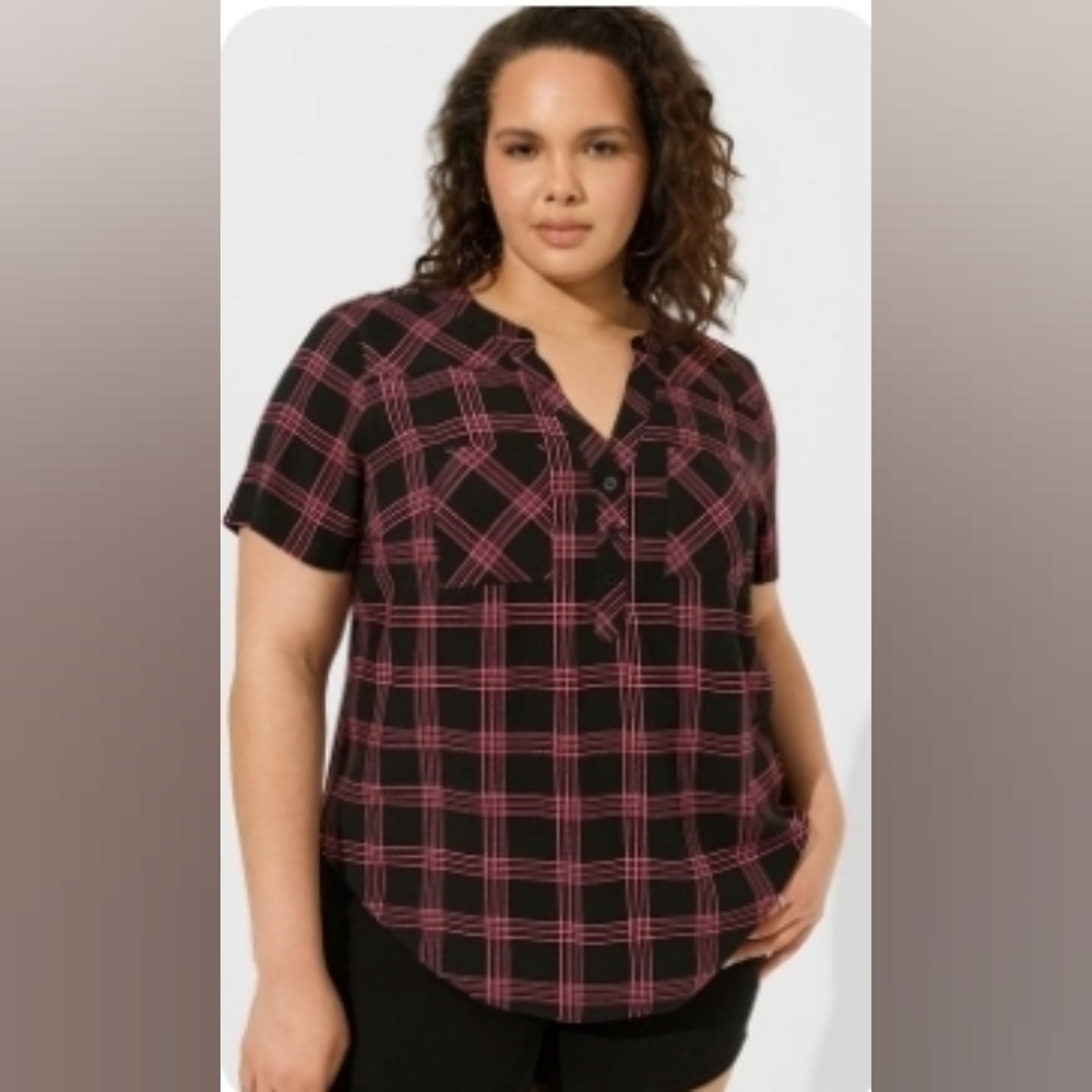 Torrid Harper Challis Short Sleeve Blouse